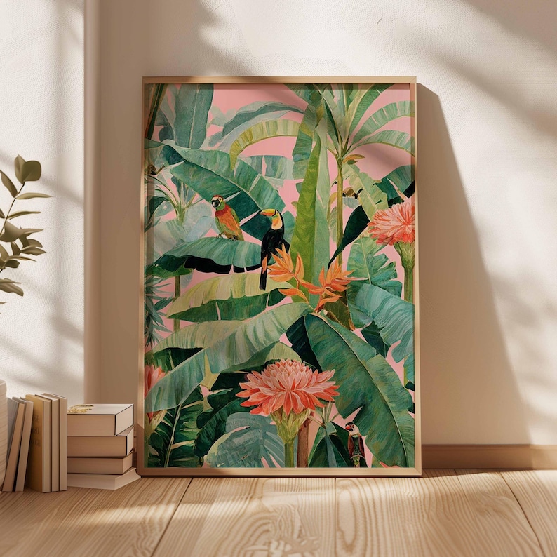 Office Furniture Modern - 1 Stück Retro-Tropen-Leinwandposter, ungerahmter botanischer Naturdruck,