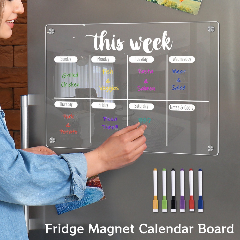 Magnetic Whiteboard Calendar - Kühlschrankmagnet, Kalendertafel, Wochenplaner, wiederverwendbar, trocken abwischbar,