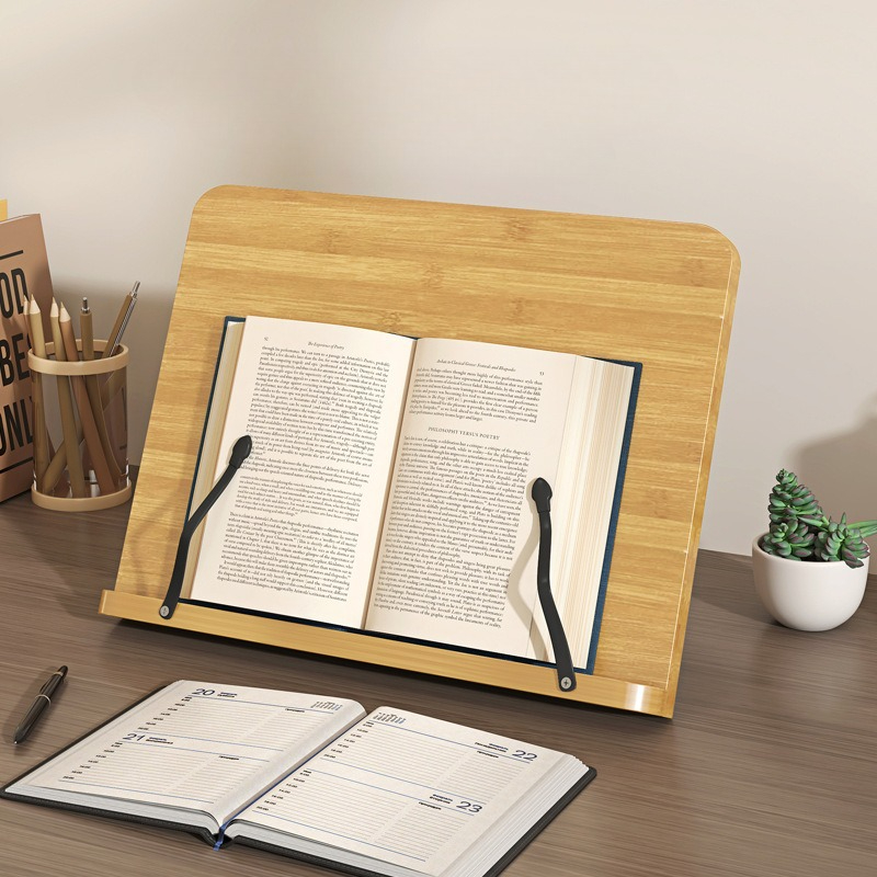 Adjustable Laptop Table - Hölzerner Leseständer, Multifunktionaler Laptop-Halter, 8-stufig Verstellbarer