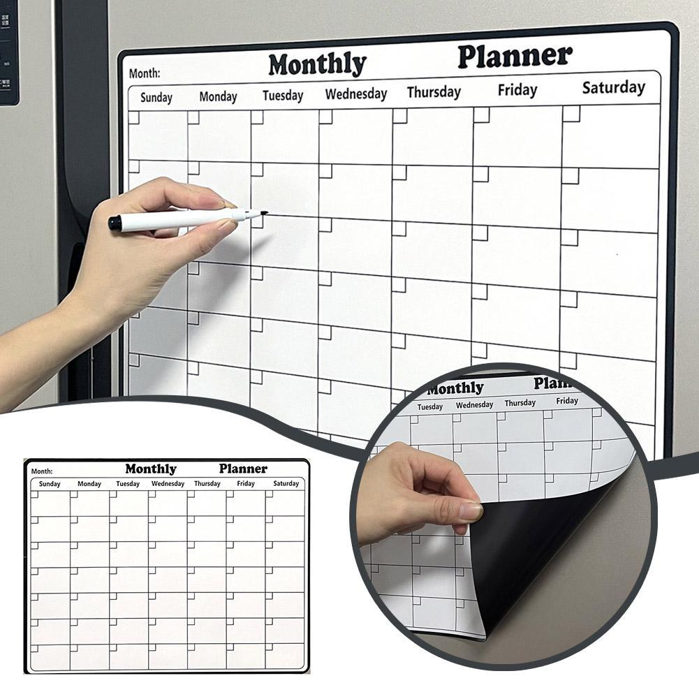 Magnetic Whiteboard Calendar - Stilvoller magnetischer, trocken abwischbarer Kalender, Whiteboard,