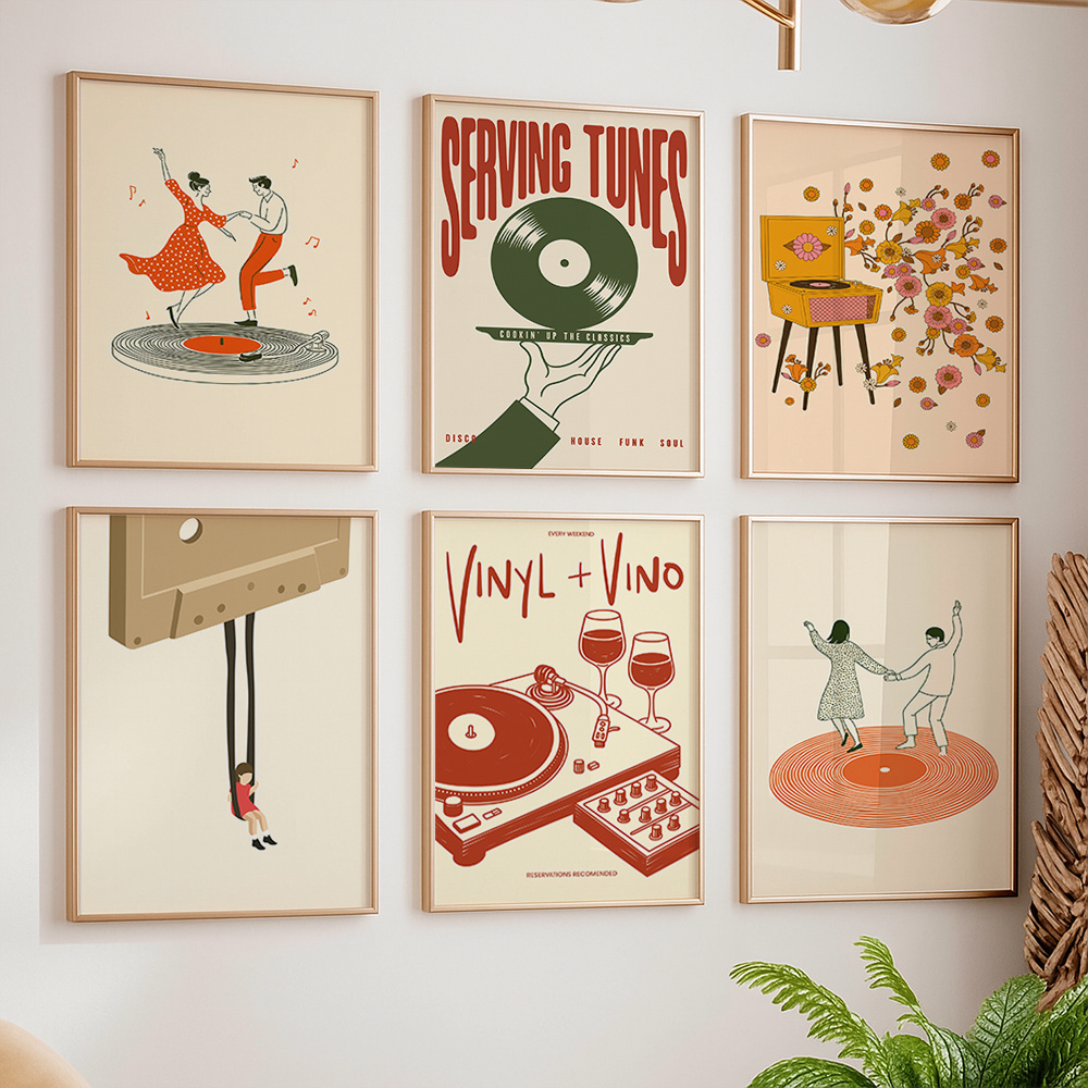 Office Furniture Modern - 1 Stück Vintage Musik Leinwand-Poster Ungerahmt