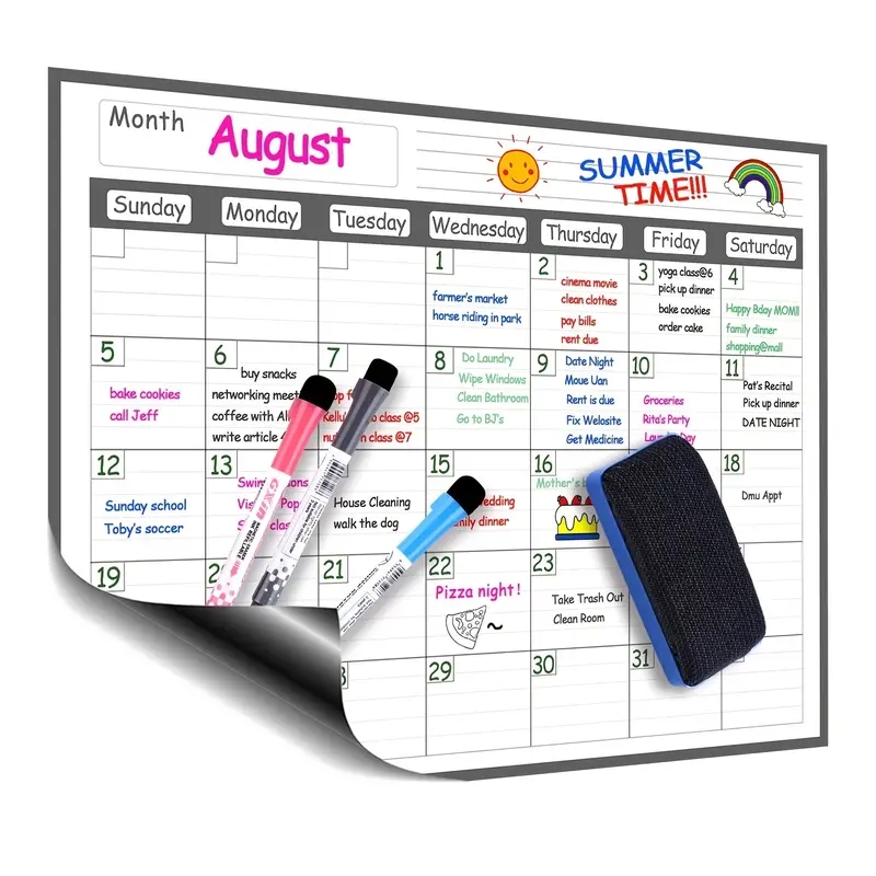 Magnetic Whiteboard Calendar - 1 Set Magnetischer Kühlschrank Trocken abwischbarer