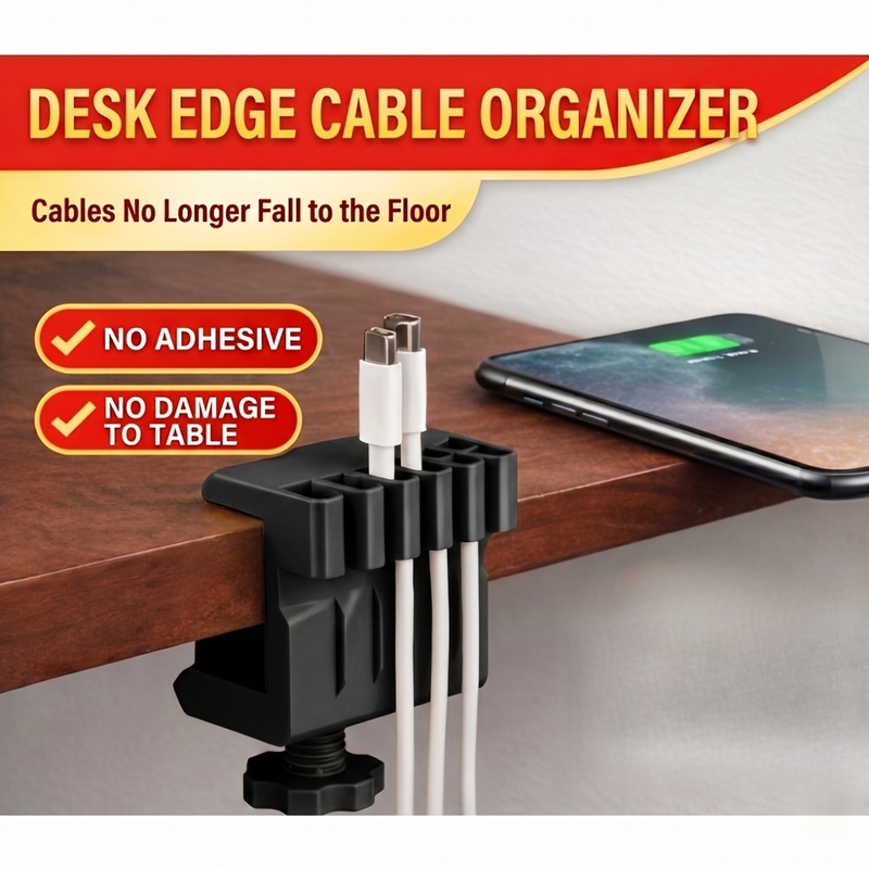 Office Furniture Installation - 3 Desktop-Kabelmanager-Clips, USB-Ladegerät-Halterungen mit praktischen Kabelclips,