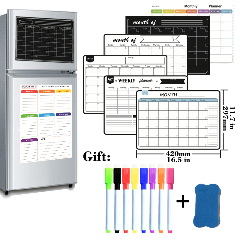 Magnetic Whiteboard Calendar - Magnetischer Monats- und Wochenplaner im A3-Format,