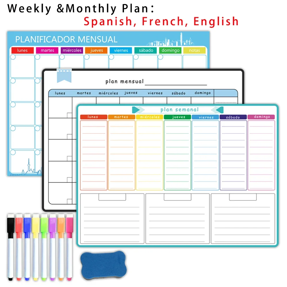 Magnetic Whiteboard Calendar - Magnetischer Wochen- und Monatsplaner im A3-Format: