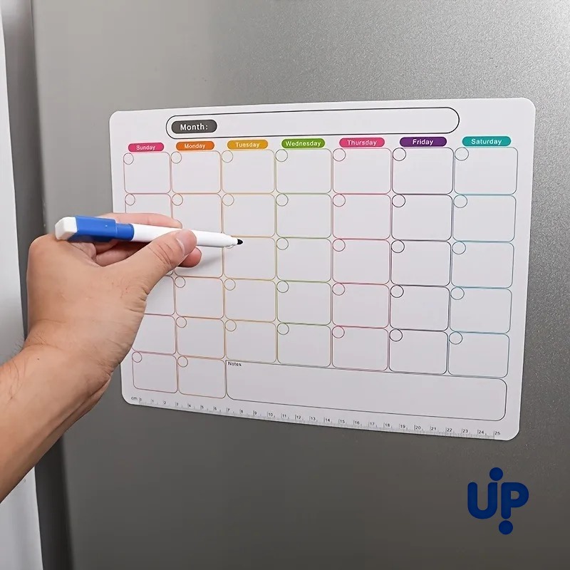 Magnetic Whiteboard Calendar - Ein Kühlschrankmagnet, monatlicher und wöchentlicher Planer,