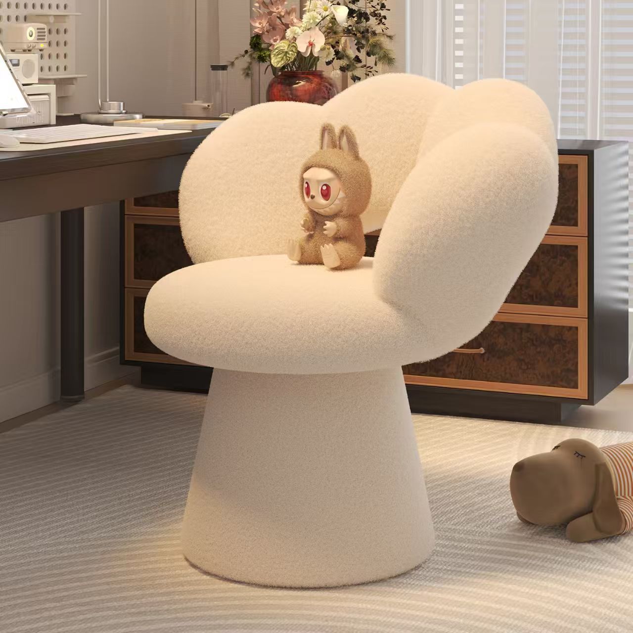 Office Furniture Modern - Ergonomischer Home-Office-Schreibtischstuhl mit Lordosenstütze, weiche Rückenlehne