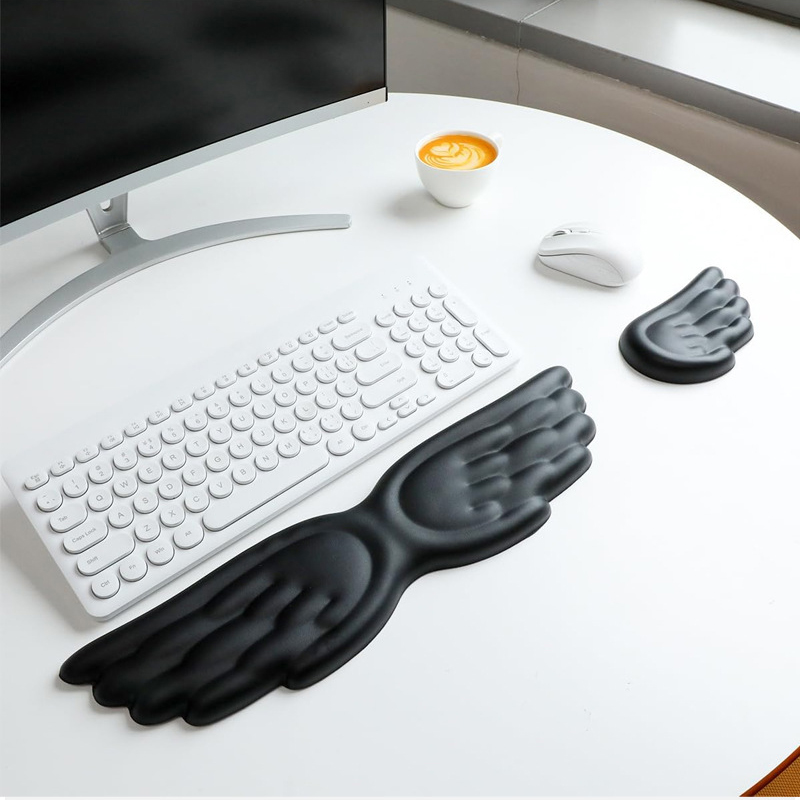 Adjustable Laptop Table - Tastatur-Maus-Handgelenkauflage, Engelsflügel, Memory-Schaum-Mauspad-Set, Handgelenkstütze, ergonomisch, rutschfest,
