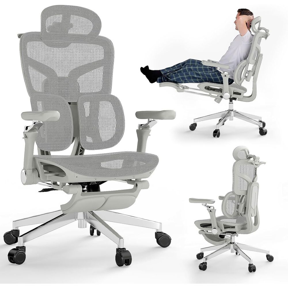 Office Furniture Zone - Ergonomischer Bürostuhl mit Fußstütze und Lendenwirbelstütze